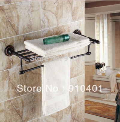 Wholesale And Retail Promotion NEW Oil Rubbed Bronze Wall Mounted Bathroom Shelf Towel Rack Holder W/ Towel Bar