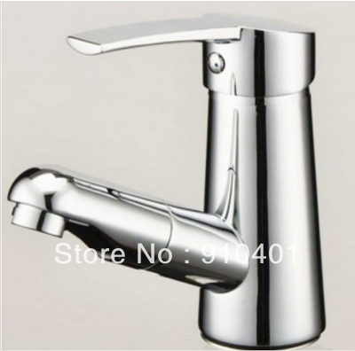 Wholesale And Retail Promotion NEW Pull Out Spout Hair Sprayer Bathroom Sink Faucet Chrome Brass Sink Mixer Tap