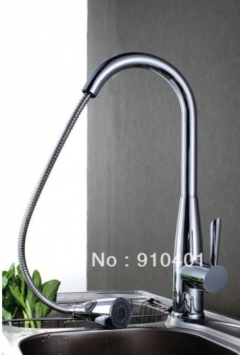Wholesale And Retail Promotion Chrome Brass Pull Out Kitchen Faucet Single Lever Sink Mixer Tap Swivel Spout