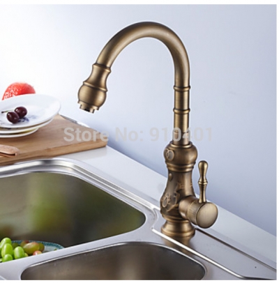 Wholesale And Retail Promotion Deck Mounted Antique Brass Bathroom Basin Faucet Single Handle Vanity Sink Mixer