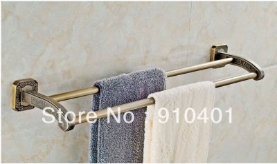 Wholesale And Retail Promotion Luxury NEW Antique Brass Wall Mounted Towel Rack With Dual Towel Bar Holder