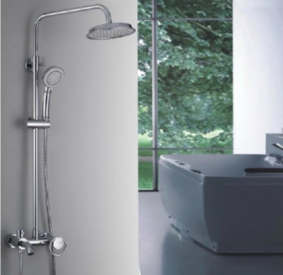 Wholesale And Retail Promotion NEW Chrome 8" Rain Shower Head Shower Faucet Set Bathtub Mixer Tap Shower Column