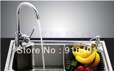 Wholesale And Retail Promotion NEW Deck Mounted Chrome Brass Kitchen Faucet Vessel Sink Mixer Tap Swivel Spout [Chrome Faucet-1016|]