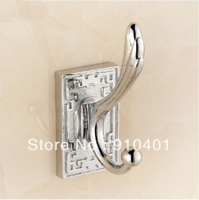 Wholesale And Retail Promotion NEW Modern Square Classic Art Carved Chrome Brass Towel Hooks Clothes Hangers