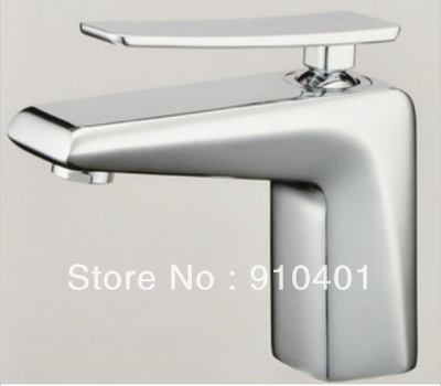 Wholesale And Retail Promotion NEW Square Style Bathroom Sink Faucet Chrome Brass Sink Mixer Tap Single Lever