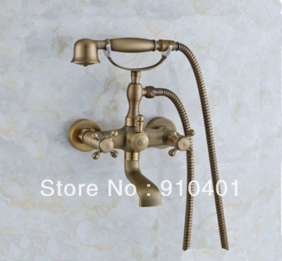 Wholesale And Retail Promotion NEW Wall Mounted Antique Brass Bathroom Shower Faucet Bathtub Shower Mixer Tap