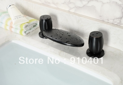 Wholesale And Retail Promotion NEW Widespread Oil Rubbed Bronze Waterfall Bathroom Basin Faucet Sink Mixer Tap