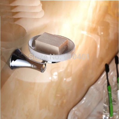 Wholesale And Retail Promotion Wall Mounted Chrome Brass Soap Dish Holder With Ceramic Dish Bathroom Accessory