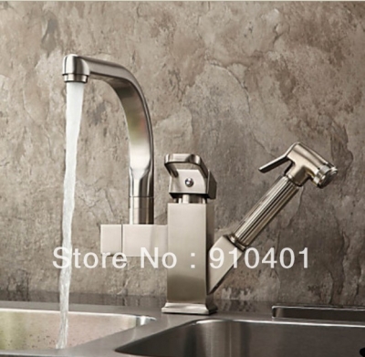 wholesale and retail Brushed Nickel Brass Deck Mounted Pull Out Spring Kitchen Faucet Single Handle