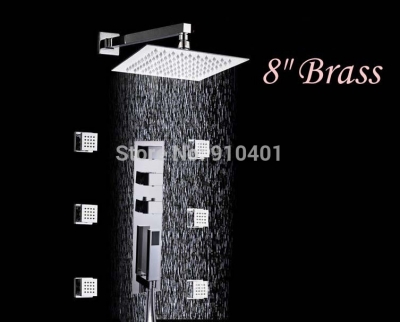 wholesale and retail Promotion NEW Thermostatic 8" Rain Shower Faucet W/ 6 Massage Jets Hand Shower Mixer Tap