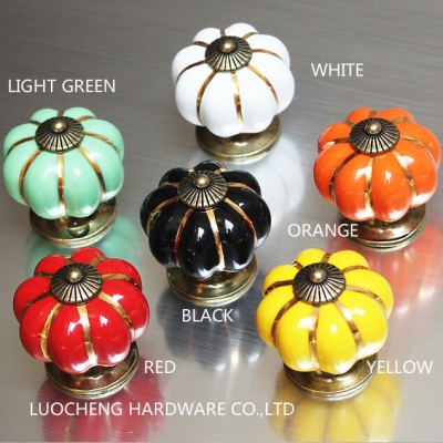10PCS/LOT 40MM COLORED Pumpkin Ceramic Knobs for Kids/ Children Cabinets Cupboard Knobs and Pulls Door Hardware