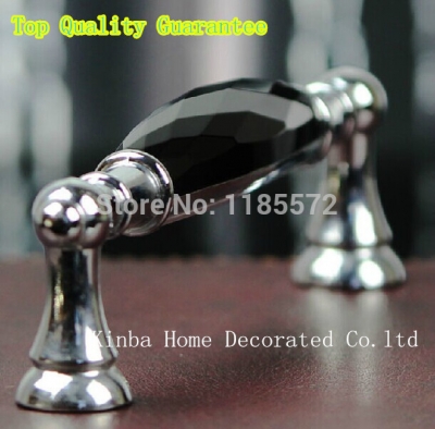 96mm Hot Selling K9 Black Crystal Glass Handles Black and Clear Knobs for cupboard kitchen Cabinet bedroom cabinet