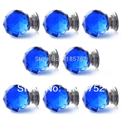 Brand New 40mm Blue Zinc Alloy Crystal Round Ball Glass Diamond Cabinet Knobs Handles Drawer Cupboard Door Pulls 5PCS/LOT [Knobs-133|]