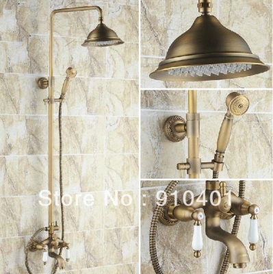 Wholdsale And Retail Promotion Antique Brass 8" Rain Overhead Shower Bathtub Mixer Tap Luxury Ceramic Shower