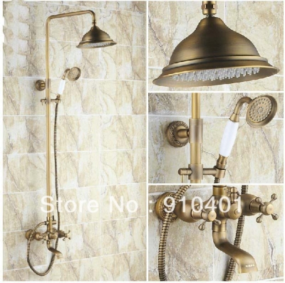 Wholdsale And Retail Promotion NEW Luxury Rain Shower Faucet Set 8" Round Overhead + Tub Faucet + Hand Shower