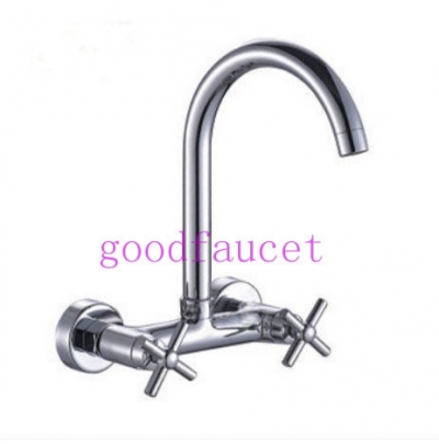Wholesale And Retail Promotion Chrome Brass Wall Mounted Bathroom Faucet Kitchen Vessel Sink Mixer Tap 2 Handle