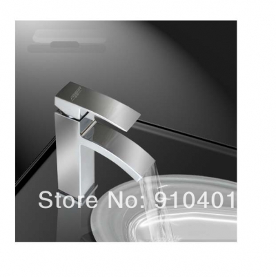 Wholesale And Retail Promotion Chrome Deck Mounted Waterfall Basin Faucet Single Handle Vanity Sink Mixer Tap