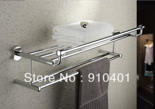 Wholesale And Retail Promotion Luxury Chrome Brass Clothes Towel Racks Holder Bathroom Shelf With Towel Bars