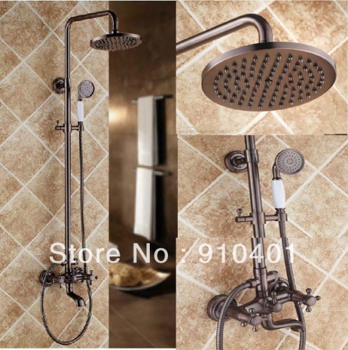 Wholesale And Retail Promotion Luxury Oil Rubbed Bronze 8" Rain Shower Faucet Set Bathtub Mixer Tap Dual Handle