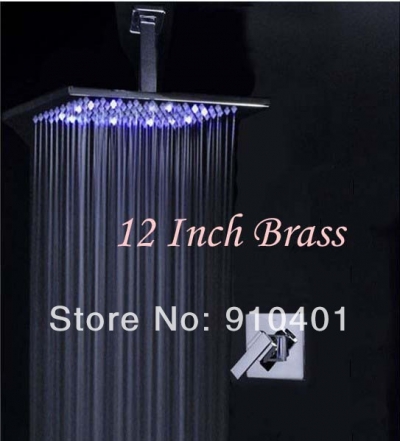 Wholesale And Retail Promotion Modern Square Celling Mounted 12" Rain LED Shower Faucet Single Handle Mixer Tap