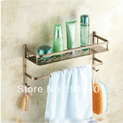 Wholesale And Retail Promotion NEW Antique Brass Wall Mounted Bathroom Shower Caddy Cosmetic Shelf Towel Bar