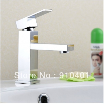 Wholesale And Retail Promotion NEW Brass Square Basin Faucet Single Lever Single Hole Bathroom Sink Mixer Tap