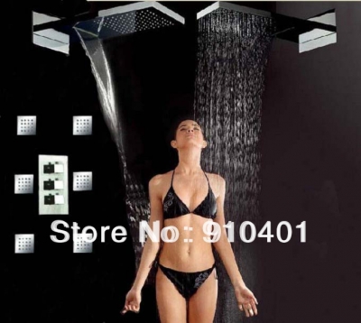 Wholesale And Retail Promotion NEW Luxury Waterfall Rainfall Shower Faucet Head Thermostatic Shower Mixer Tap