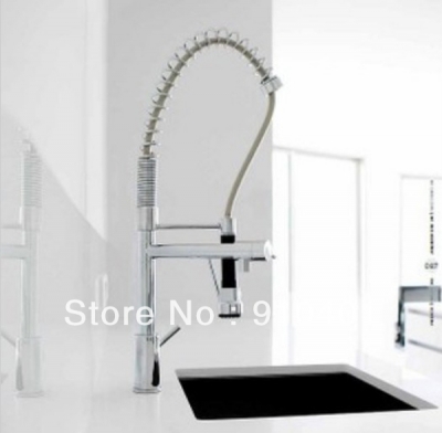 Wholesale And Retail Promotion New Single Lever Two Spouts Chrome Solid Brass Spring Kitchen Faucet Mixer Tap
