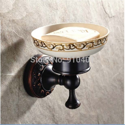 Wholesale And Retail Promotion Oil Rubbed Bronze Wall Mounted Soap Dish Holder Flower Carved Ceramic Soap Dish