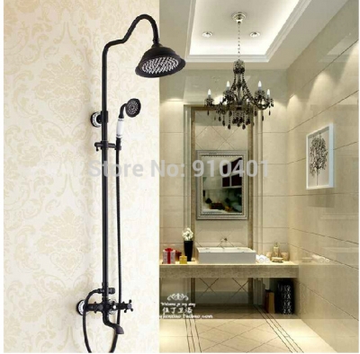Wholesale And Retail Promotion Wall Mounted Oil Rubbed Bronze Rain Shower Faucet Tub Mixer Tap W/ Hand Shower