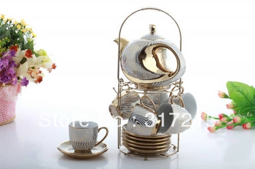 Fashion gold home gifts quality coffee cup tea set coffee cup set pallet belt