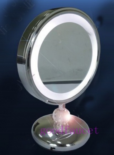 Fashion led light makeup mirrors desk mounted double sided magnifying mirrors chrome finish