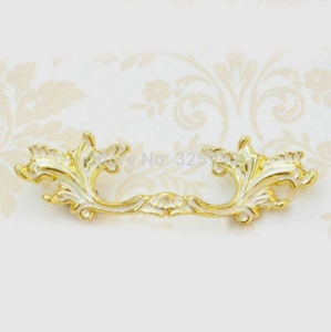 Free Shipping 76mm Vintage Antique European Style Golden Color Palace Wardrobe Pull Knobs Kitchen Cabinet Dresser Drawer Handle