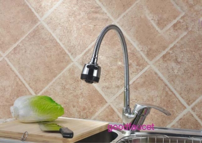 NEW Deck Mounted Chrome Brass kitchen faucet Single handle 360 degree ratation spout mixer Hot and Cold tap