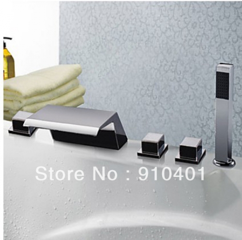 New Style Cheap Wholesale And Retail Promotion Deck Mounted Waterfall Bathroom Tub Faucet W/Hand Shower Mixer Tap Good Big New