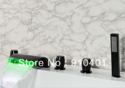 Wholesale And Retail Promotion LED Oil Rubbed Bronze Roman Style Waterfall Bathroom Tub Faucet With Hand Shower