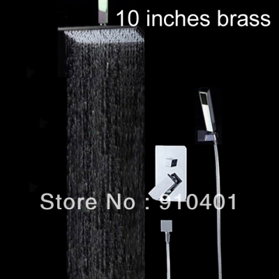 Wholesale And Retail Promotion Luxury 10" Brass Square Rain Shower Faucet Set W/ Hand Shower Mixer Tap Chrome