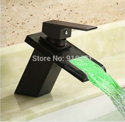 Wholesale And Retail Promotion Modern Oil Rubbed Bronze LED Waterfall Bathroom Basin Faucet Single Sink Mixer