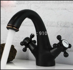 Wholesale And Retail Promotion Oil Rubbed Bronze Solid Brass Bathroom Basin Faucet Dual Cross Handles Mixer Tap