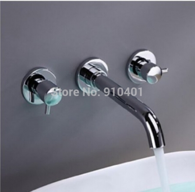 Wholesale And Retail Promotion Wall Mounted Chrome Brass Bathroom Basin Faucet Widespread Vanity Sink Mixer Tap