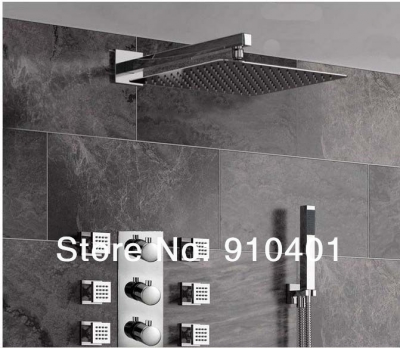 wholesale and retail Promotion Luxury 8" Rain Brass Thermostatic Shower Faucet 6 Jets Sprayer W/ Hand Shower