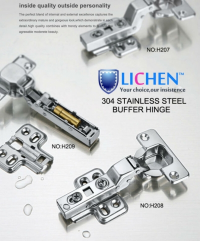 (4 pieces/lot)LICHEN 304 stainless steel full overlay buffer Hinges Soft-close Hinges Cabinet Cupboard Hinge