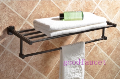 Bathroom Accessries NEW Luxury Bathroom Oil Rubbed Bronze Wall Mount Towel Racks Shelf Towel Holder [Towel bar ring shelf-5144|]