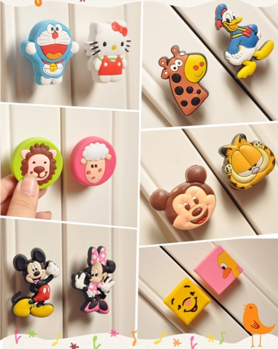 Colorful Soft Rubber PVC Cartoon Cabinet Wardrobe Drawer Pull Handle knob for Children baby Room child protection knob handle
