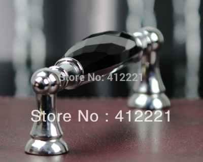 Free Ship 10pcs/lot 128 mm pitch Bridge Zinc Alloy Handle In CHROME Faces Black Crystal Handle Pull for Cupboard Apartment Door