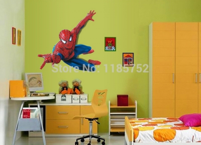 Large Spiderman Wall Stickers Peel and Stick for Children Boys Kids room Superman Super Hero Wall Sticker Decor