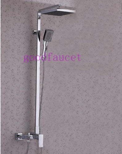 Wholesale / retail Luxury Bathroom Rain Shower Faucet Set 8" Square Shower Head With Tub Faucet Tap Single Handle