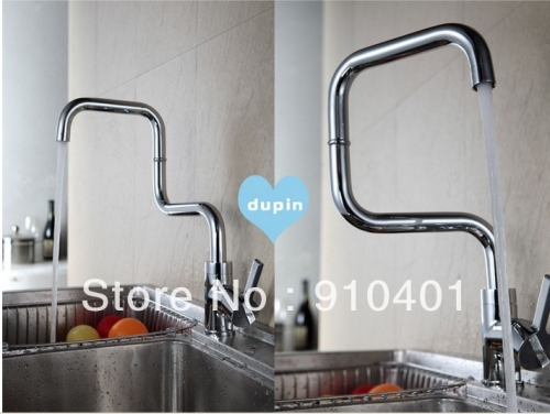 Wholesale And Retail Promotion Chrome Brass Deck Mounted Kitchen Faucet Single Handle Swivel Spout Mixer Tap