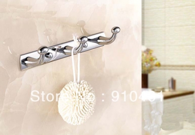 Wholesale And Retail Promotion Chrome Brass Wall Mounted Row Clothes Hooks Towel Hat Hook & Hangers 3 Robe Hook