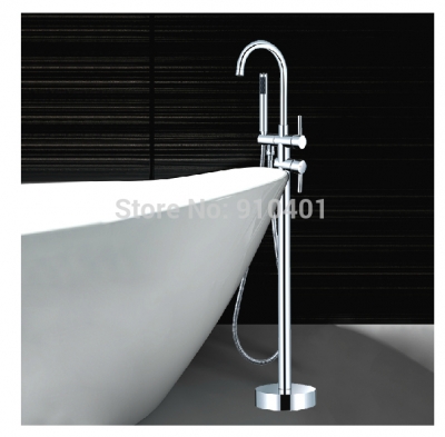Wholesale And Retail Promotion Floor-Mounted Clawfoot Bath Tub Filler Faucet Tap Single Handle W/ Hand Shower